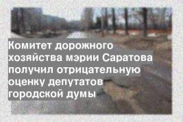 Комитет дорожного хозяйства мэрии Саратова получил отрицательную оценку депутатов городской думы