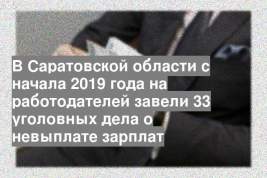 В Саратовской области с начала 2019 года на работодателей завели 33 уголовных дела о невыплате зарплат