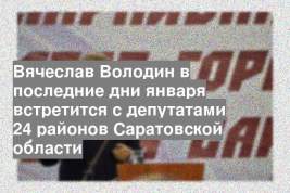 Вячеслав Володин в последние дни января встретится с депутатами 24 районов Саратовской области