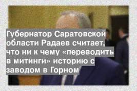 Губернатор Саратовской области Радаев считает, что ни к чему «переводить в митинги» историю с заводом в Горном