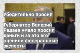Губернатор Валерий Радаев умело просил деньги и за это его оценили федеральные эксперты