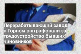 Перерабатывающий завод в Горном оштрафовали за трудоустройство бывших чиновников