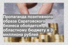 Пропаганда позитивного образа Саратовского бизнеса обойдется областному бюджету в 3 миллиона рублей