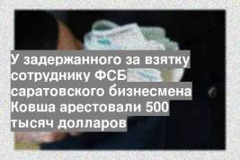 У задержанного за взятку сотруднику ФСБ саратовского бизнесмена Ковша арестовали 500 тысяч долларов