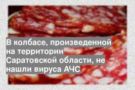 В колбасе, произведенной на территории Саратовской области, не нашли вируса АЧС