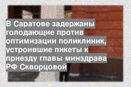 В Саратове задержаны голодающие против оптимизации поликлиник, устроившие пикеты к приезду главы минздрава РФ Скворцовой