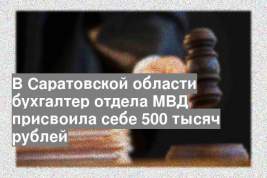 В Саратовской области бухгалтер отдела МВД присвоила себе 500 тысяч рублей